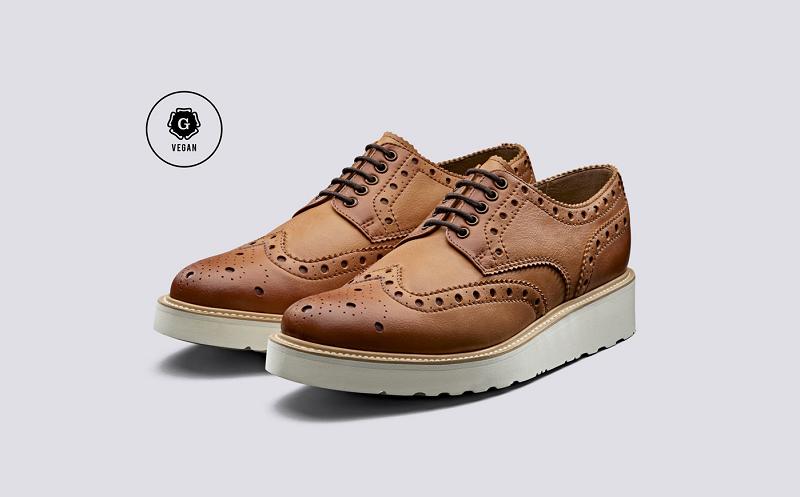 Grenson Archie Mens Vegan Shoes - Brown Grain IX3845